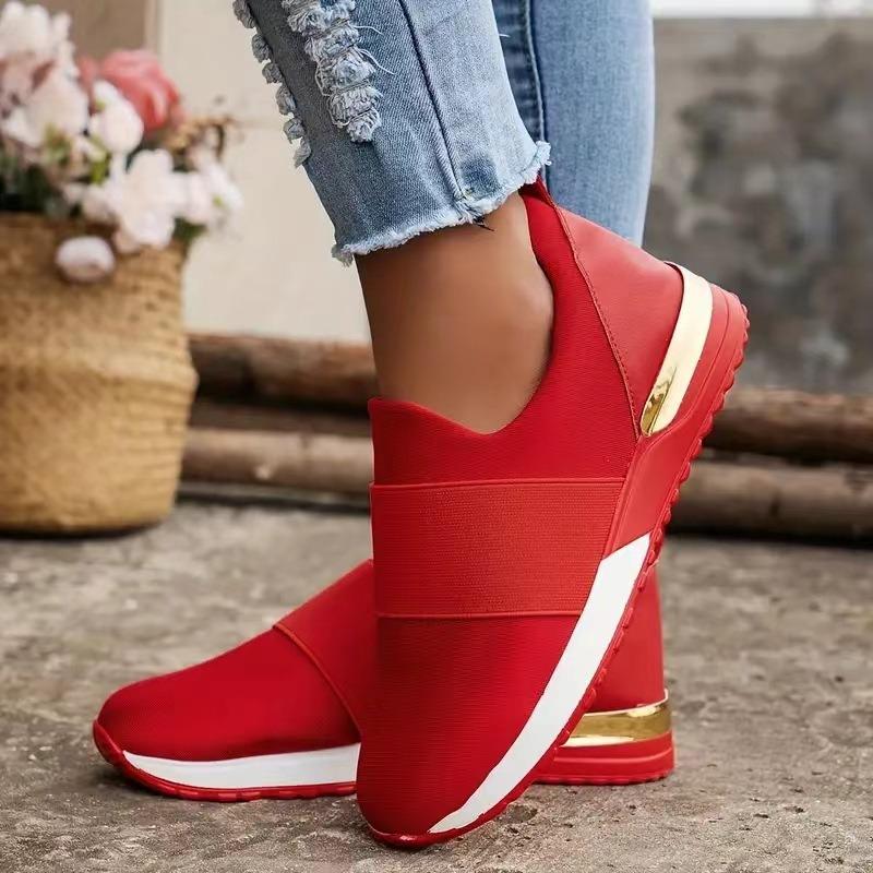 Summer Women's Elastic Mesh Surface Casuals Rubber Soft Sole Breathable Slip On Sneakers Solid Color Flat Casual Shoes for Women