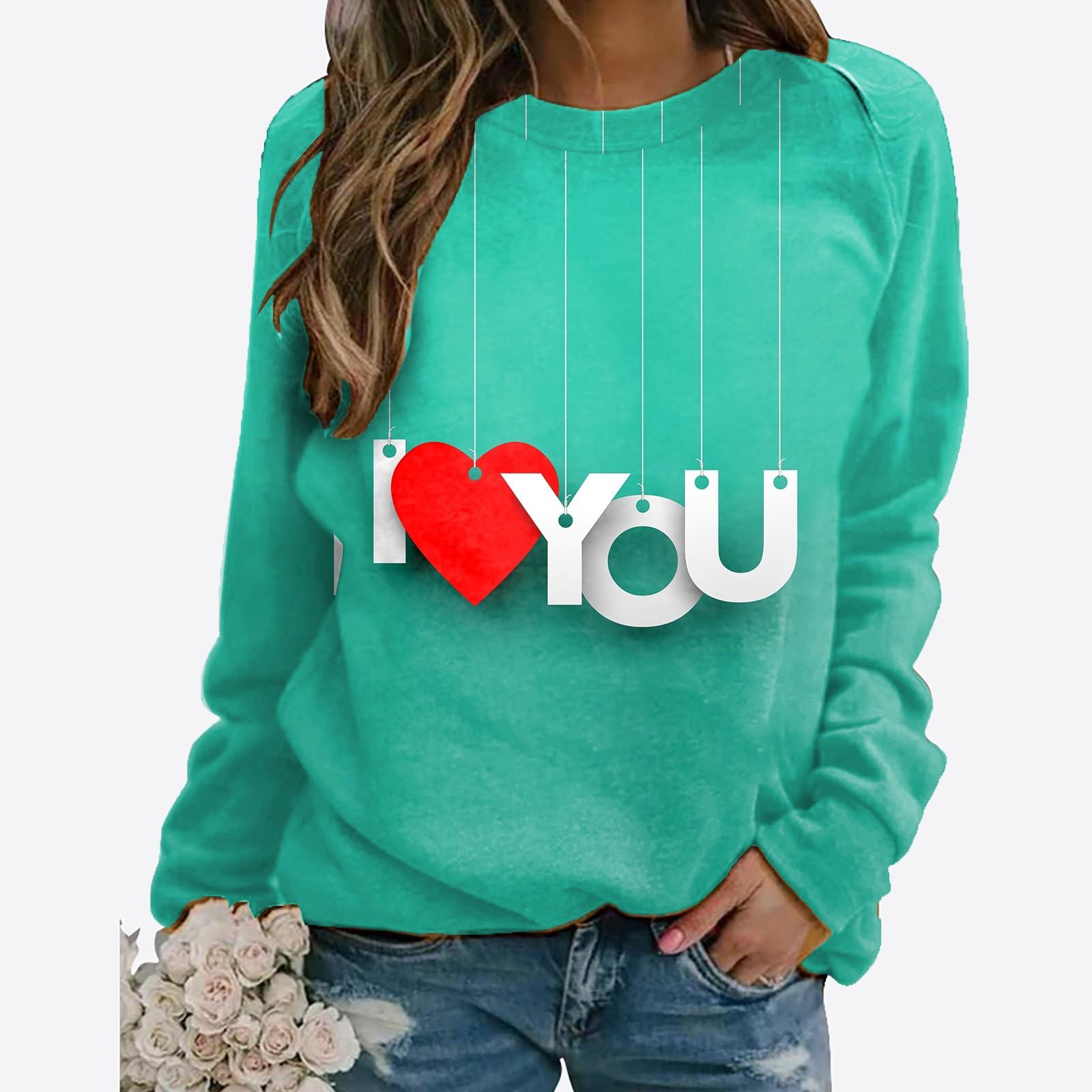 

Женский модный повседневный свитер с круглым вырезом и 3D забавным принтом Love, свободные спортивные топы, пуловер M зелёный