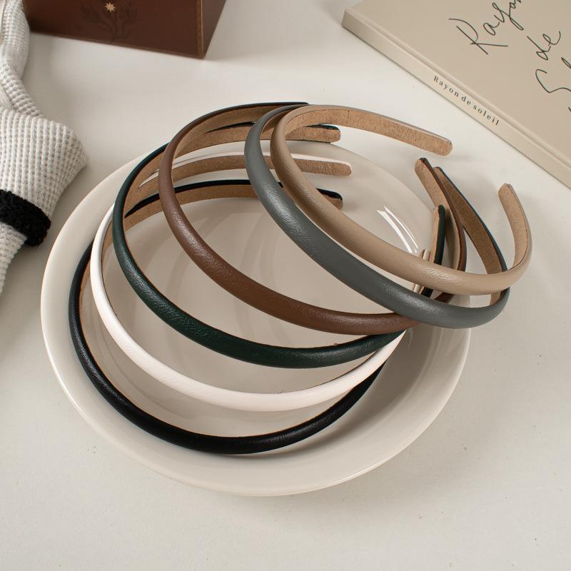 2pc Fashion PU Solid Bezel Headwear Women Headband Girls Vintage Hair Bands Hairband Hoop for Holiday Party Hair Accessories
