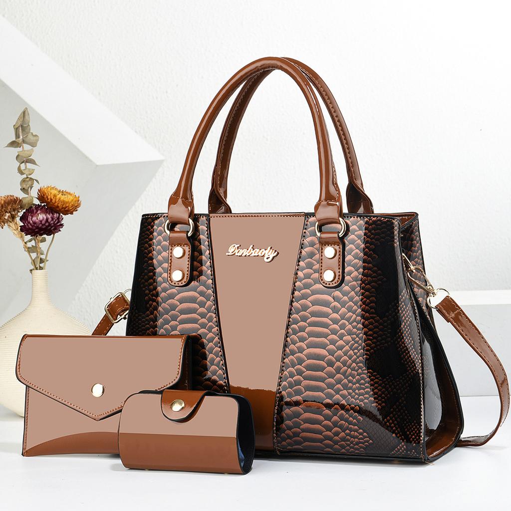 Bright Leather Bag 2026 New Textured Snake Pattern Embossed Large-capacity Single Shoulder European and American Handbag