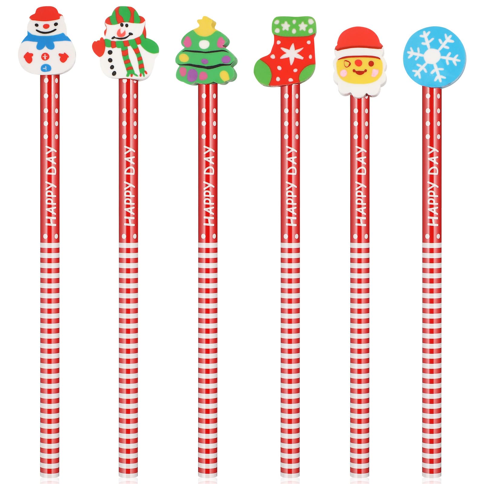 EXCEART Cartoon Christmas Pencils, Christmas Gift, Decorative Writing Pencils, Snowman, Stationery Favors, Holiday Stationery, Noto Rubber, Merry Chri