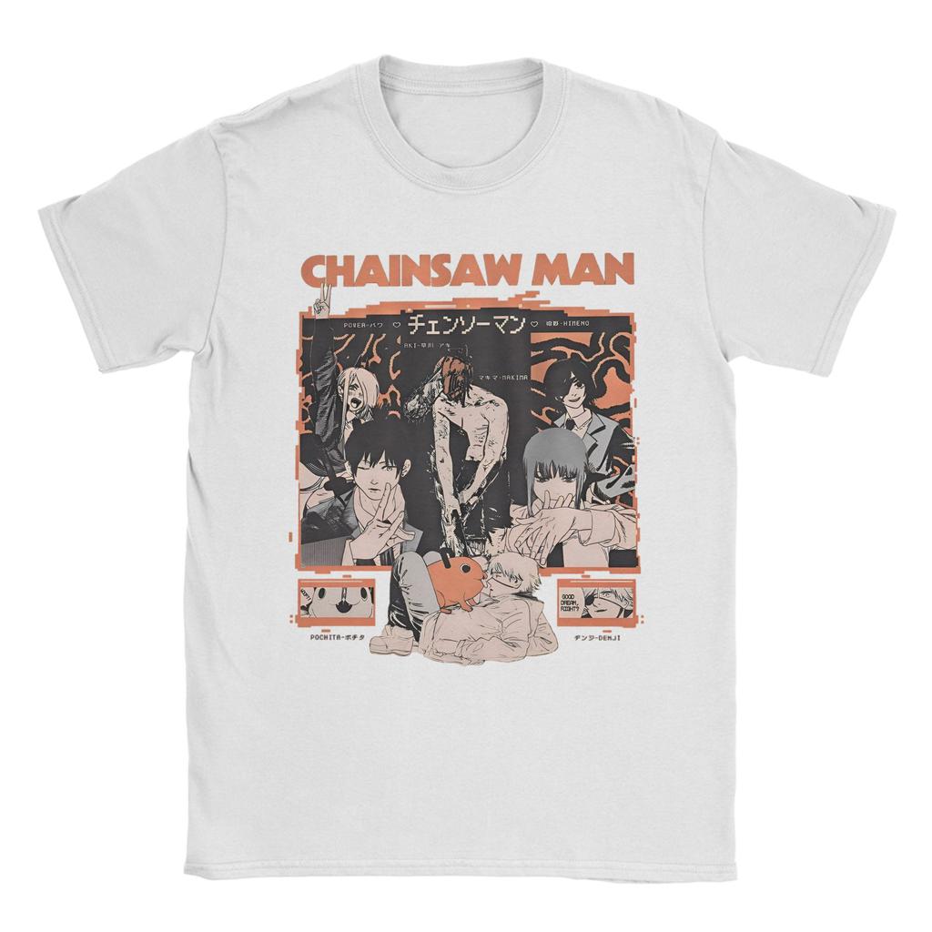 Chainsaw Man Makima Power Reze Camisetas 100% Algodón Camisetas Divertidas Cuello Redondo Camisetas de Manga Corta de Manga Corta Verano