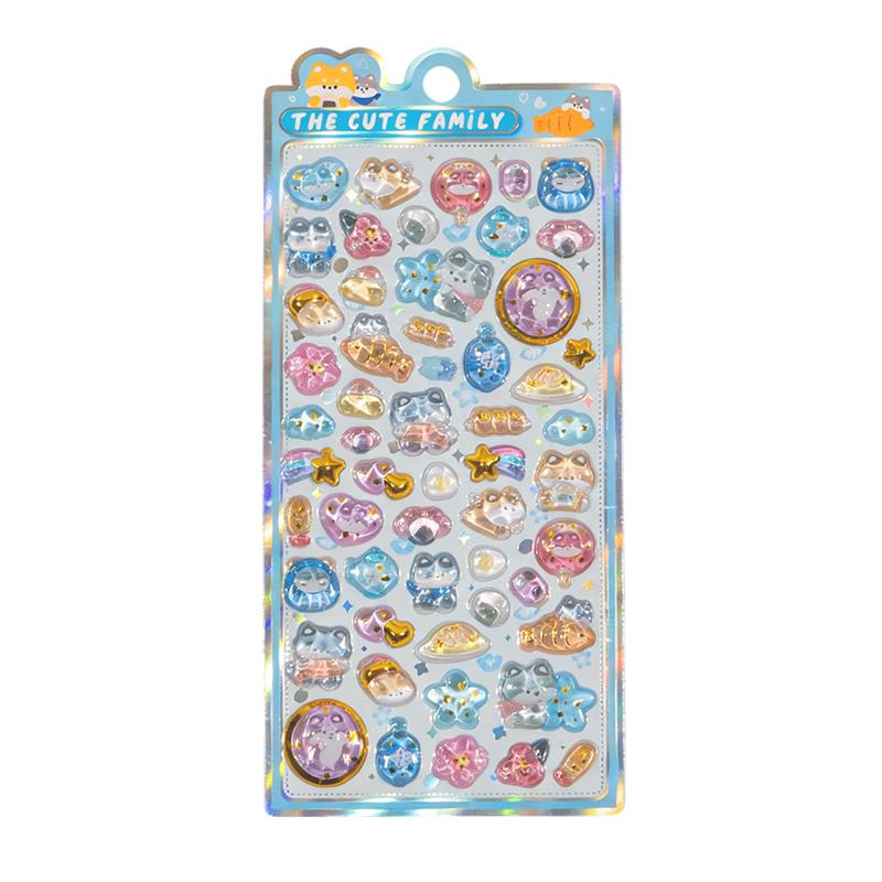Cartoon Cute Animal Crystal Relief 3D Stickers Scrapbooking Journaling Diary Phone Case Decoration