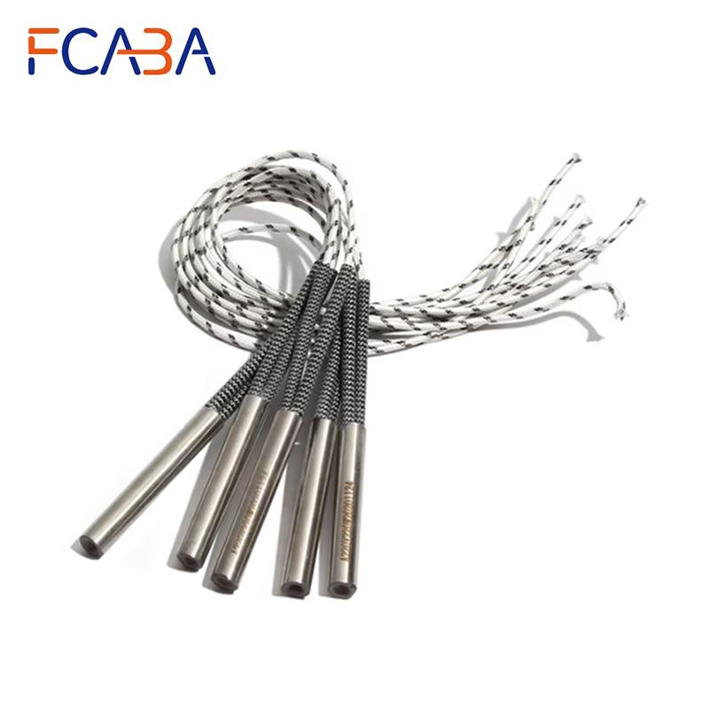 FCABA 5PCS 8mm 140~160mm 316 Stainless Steel Single Head Dual Heating Tube Cartridge Heater Cylindrical 450W/470W/500W/520W