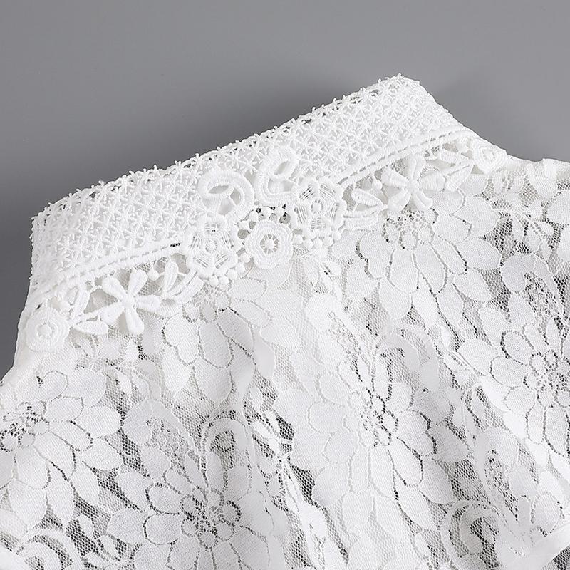 Módní květinová krajková falešná límeček pro dámské obleky Poloviční košile Krk odnímatelný límec Dámský falešný límec