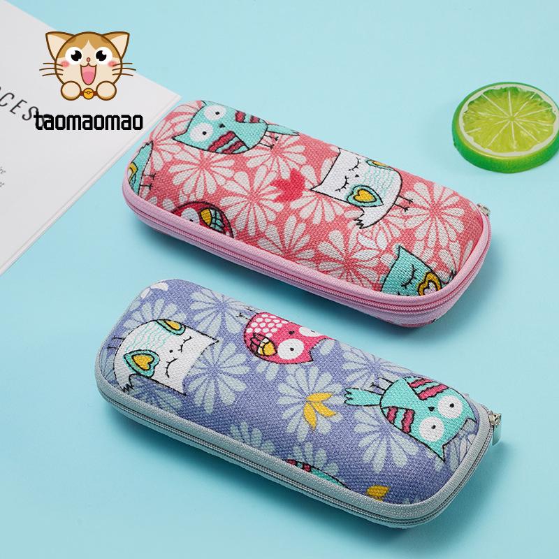 Neues hochwertiges ovales Cartoon-Brillenetui mit Reißverschluss - Stilvolle Aufbewahrung für Schüler & Frauen