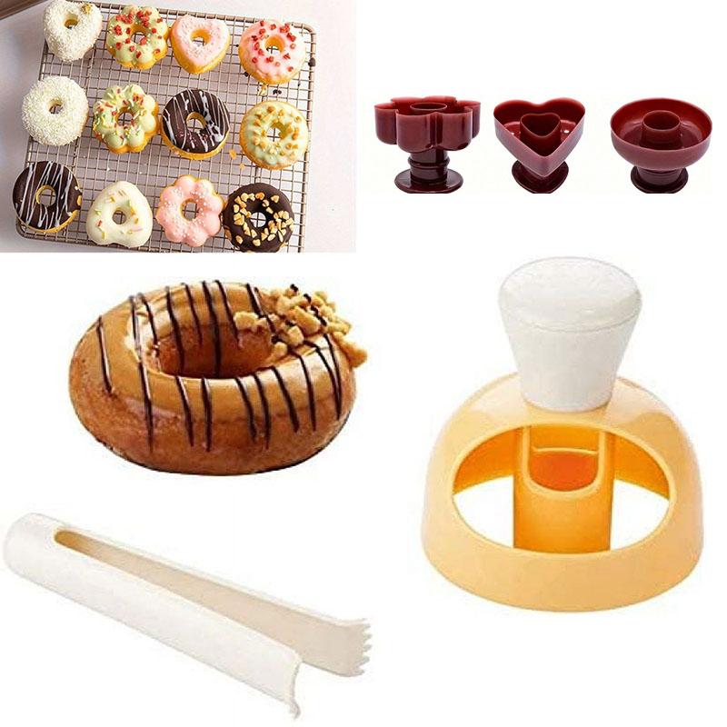 Heart Shape Flower Donut Mould Set Creative Non-stick Donut Cutter Mould Baking Accessories for Homemade Pastries Kitchen Tools