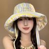 Large Brim Fisherman Hat Colorful Striped Summer Cap Korean Fashion Sun Hat  Women