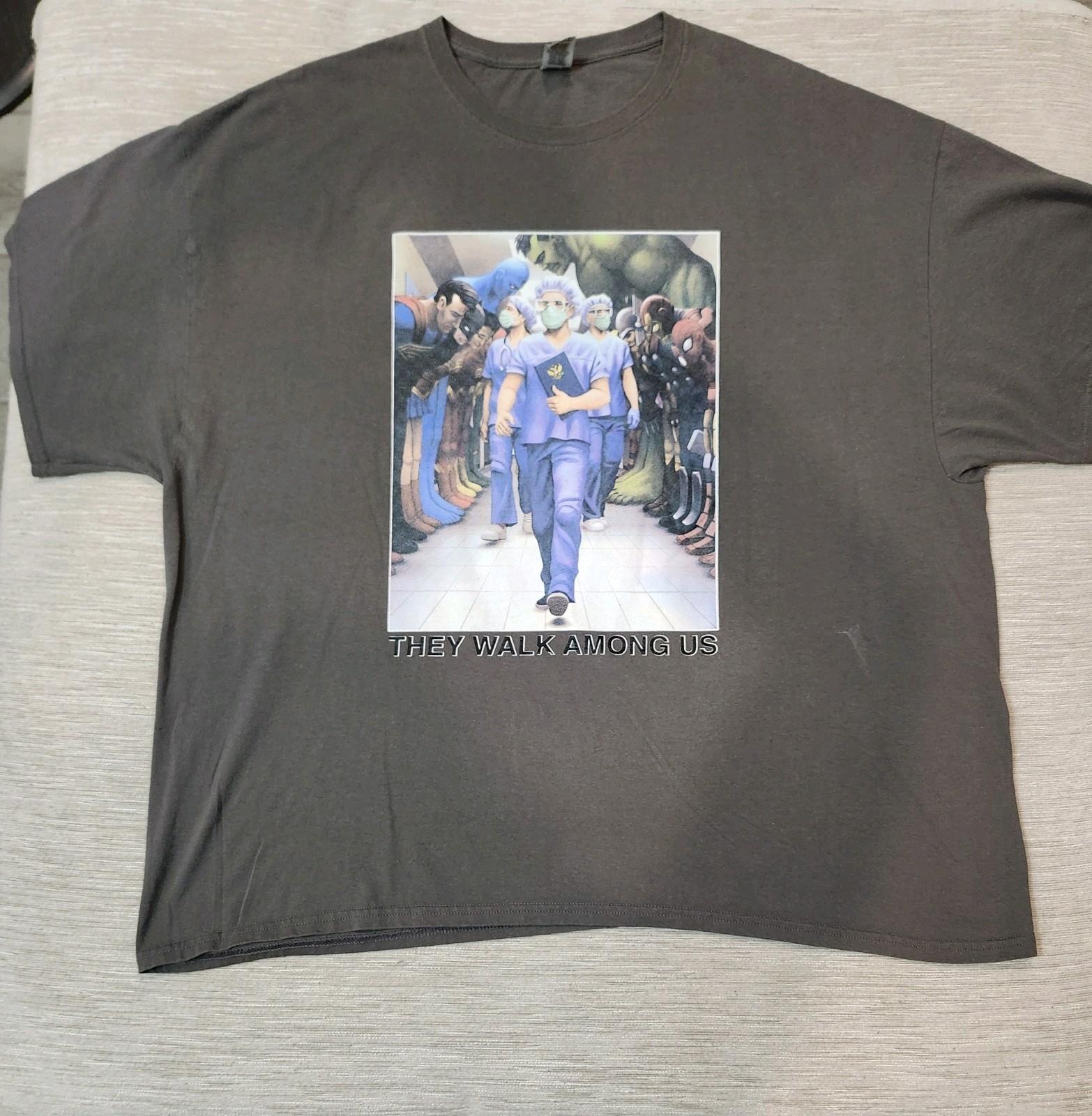 Gildan Gray Marvel Hero Characters Healthcare Workers Cotton T-Shirt Men S 3XL S разноцветный