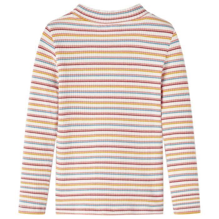 T-shirt enfants manches longues faux col roulé rayures 2 couleurs et 5 dimensions disponibles