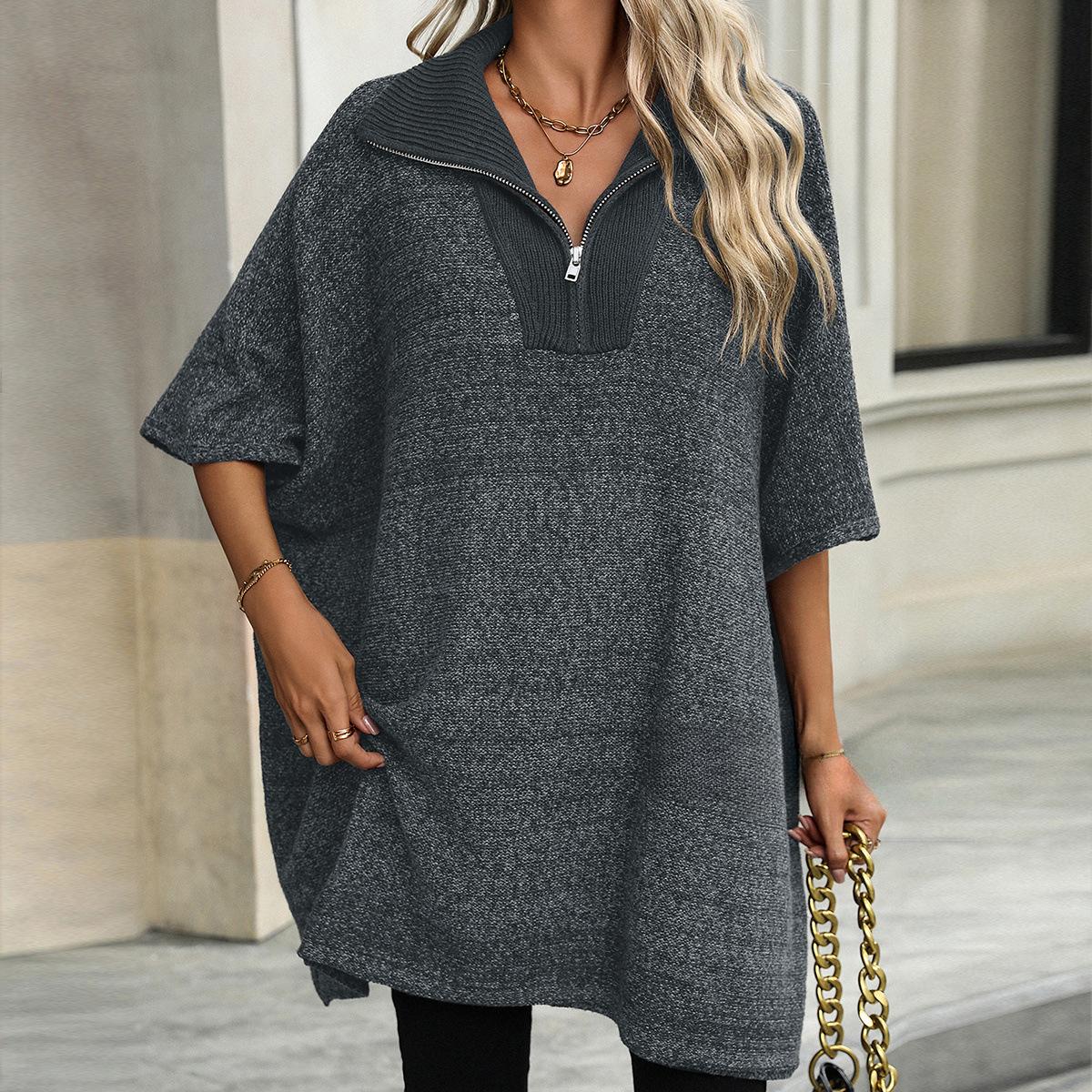 IHUASU Женская осенне-зимняя мода средней длины вязаный свитер с длинным рукавом — фото 5