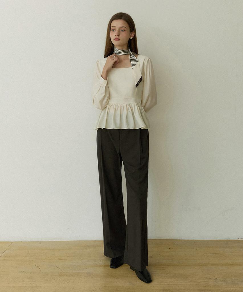 ADAUL Square Neck Line Ad Charm Blouse - Cream