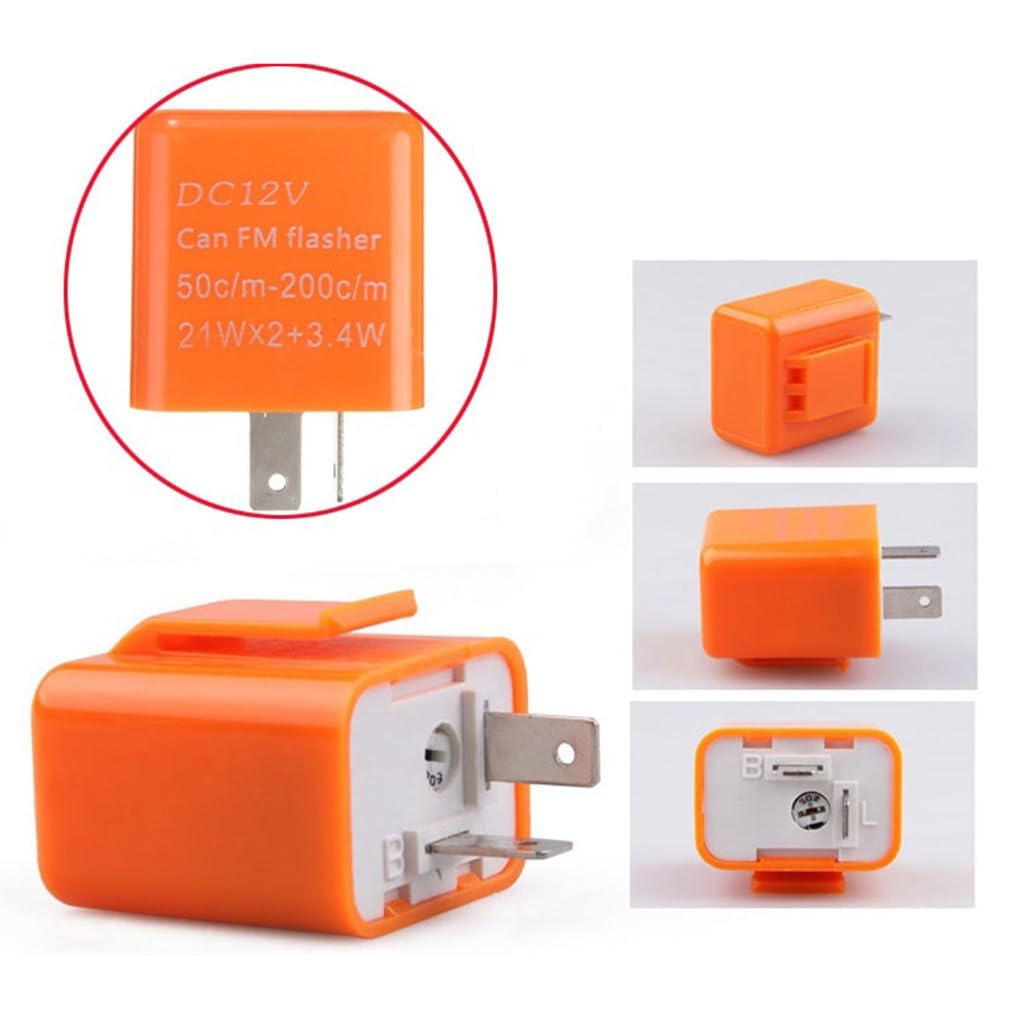 YIXINLYMY Motorcycle Turn Signal Relay, 2 Pins, 12 V, Flicker Speed Adjustment (Relay and Harness), 1 Set, Orange