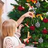 6pcs/bag Vintage Plaid Fabric Ball Hanging Christmas Tree Decorations  Holiday Party