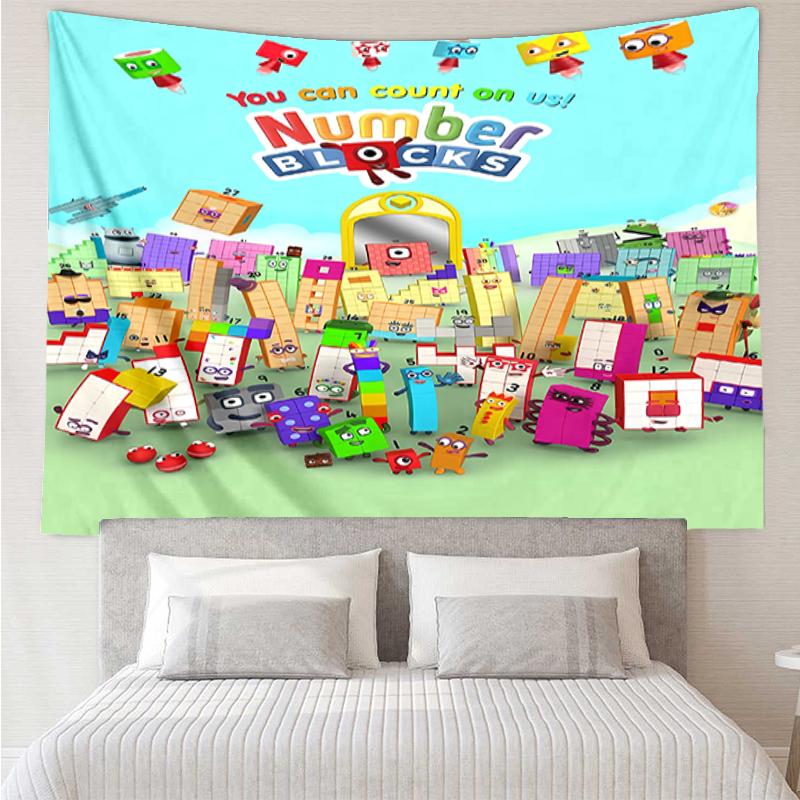 Numberblocks Druck Wandteppich, Hintergrund, Einfache Montage, Ideal für Schlafzimmer, Büro & Wohnzimmer, mit Ästhetischer Wanddekoration zum Aufhängen.