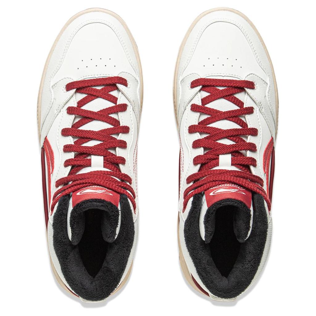 Li Ning Common 80s Mid Retro Versatile Simple Durable Breathable High Top Skate Shoes Women Sneakers AGCV408-3