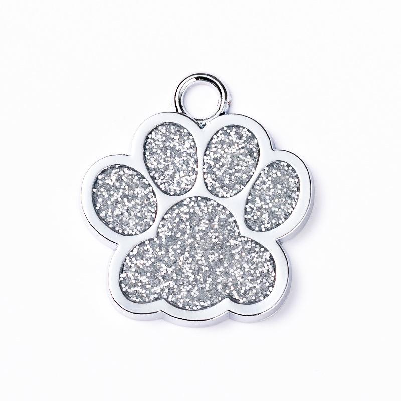 Solid Paw Print Pet ID Tag Zinc Alloy Dog Cat Name Plate Custom Laser Engraving Design Collar Keychain OEM Accepted
