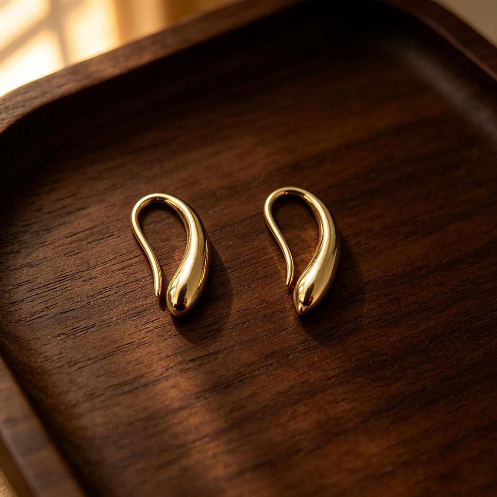 Minimalist Creative Rupert's Tear Drop Gold Earrings, Trendy, Cool Style, Korean-style, Elegant Ear Hook for Women