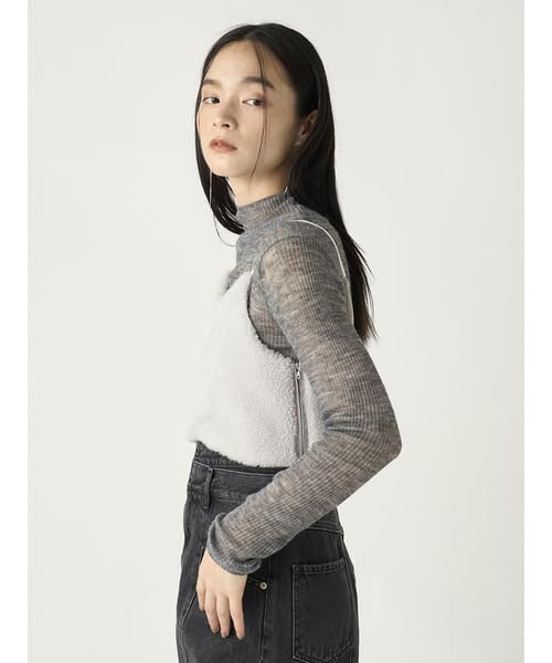 FRAY I.D. Women's Eco-Fur Lame Camisole Bustier FWFB244219 SLV