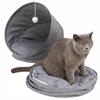 Cat Bed S 2in1 Shelter with Tunnel Foldable Gray