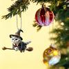 2D Flat Flying Cat Acrylic Hanging Ornament, Cute Wizard Cat Pendant for Car & Bag Decor