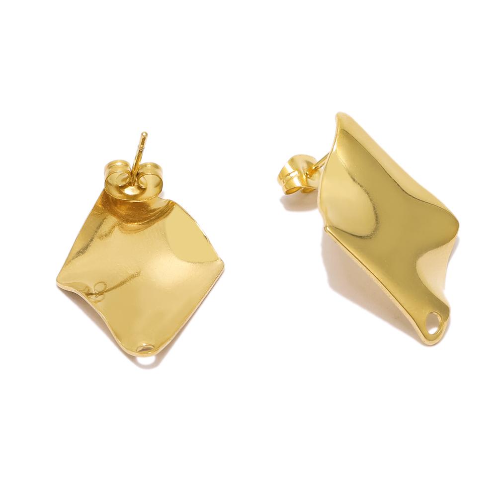 10pcs 18k Gold Stainless Steel Oval Rhombic Stud Posts for DIY Drop Earrings Charms Bulk Supplies Jewelry Making Accessories