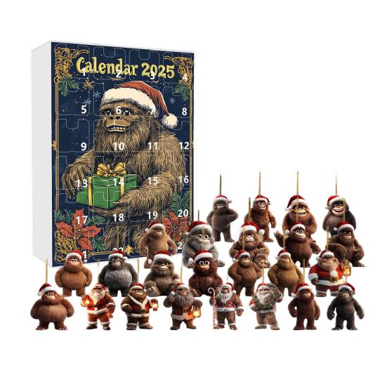 Advent Calendar 24-Day Countdown Decoration Ape Man Themed Family Christmas Advent Calendar Festival Hanging