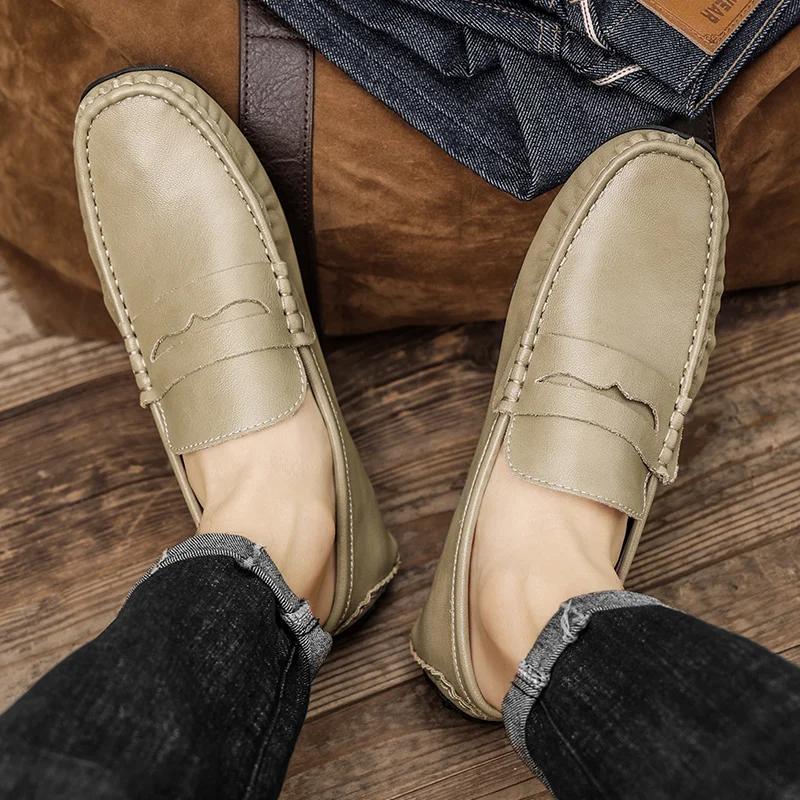 Mocassini da uomo versatili Classici slip-on Ballerine Vera pelle Scarpe casual da uomo Mocassini Super morbidi Calzature da passeggio da uomo Maschile