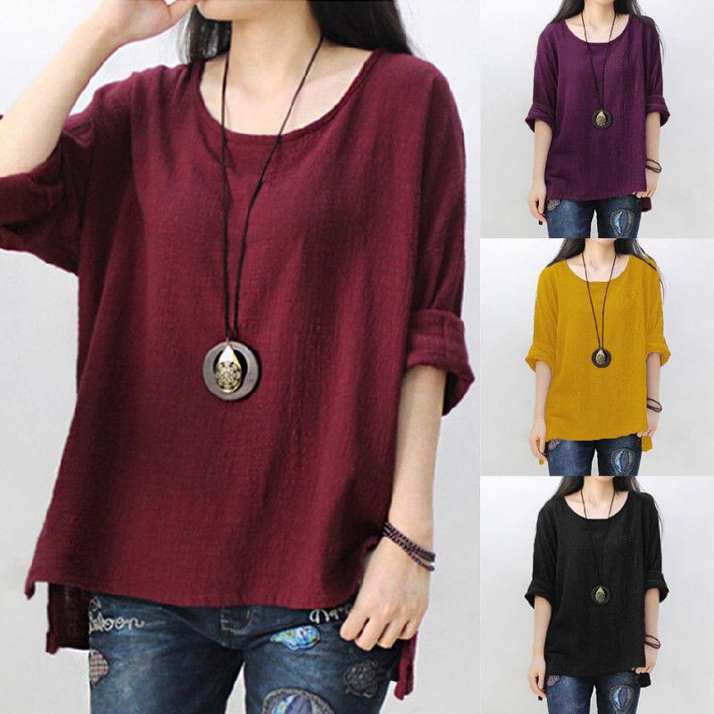 Women's Casual Vintage Cotton Linen Loose Long Sleeve Shirt For Effortless Style