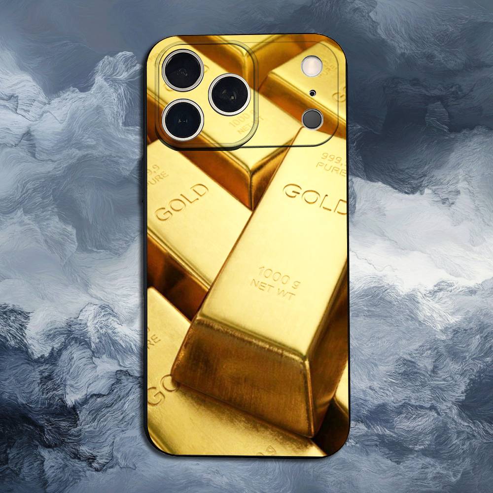 Cool Gold Art Phone Case For iPhone 17,16,15,14,13,12,11 Plus,Pro Max,XS,X,XR,SE,Mini,8,7,Soft Silicone Black Cover