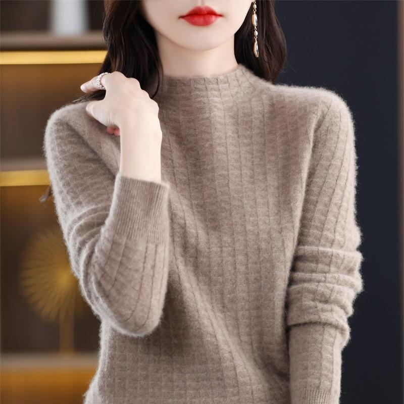 Women's Cashmere Sweater Qinghe Cashmere 30% Cashmere 70% Wool Women's Autumn and Winter Cashmere Pullover Soft and Warm