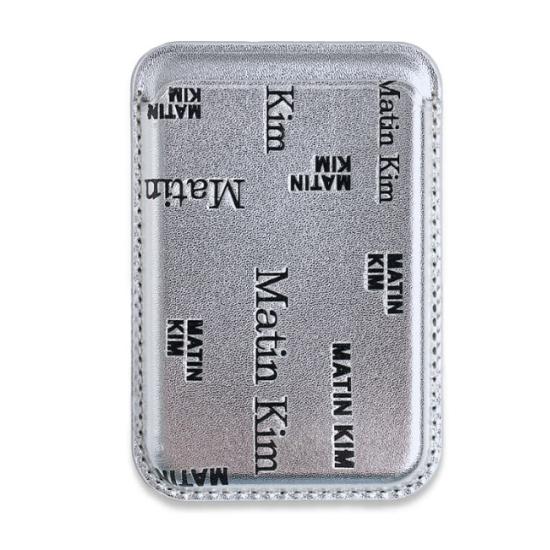MATIN All-Over Logo Magnetic Card Wallet – Black / Silver / Khaki