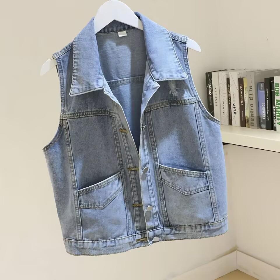

American Loose Women s Denim Vest Sleeveless Vest Short Jacket Thin Jacket XL