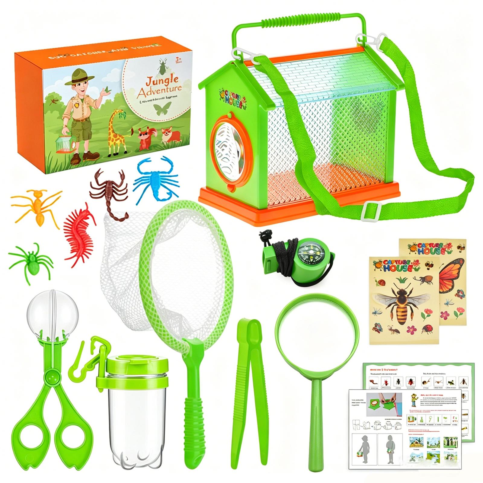 Children Outdoor Insect Observation Kit DIY Assembly Portable Carrying Case with 14 Pieces Educational Tools for Exploring Nature and Bugs one size