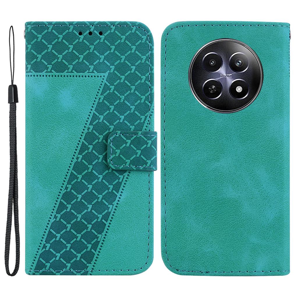 For Realme 12 5G/12x 5G Wallet Phone Case 7-Shape Imprint Foldable Stand Leather Cover