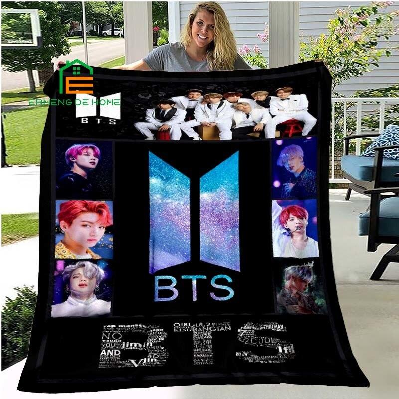 Kpop Hvězda Bangtan Flanelová deka Teplá deka pro domov, piknik, cestování, letadlo, kancelář a pro dospělé, děti 5 velikostí