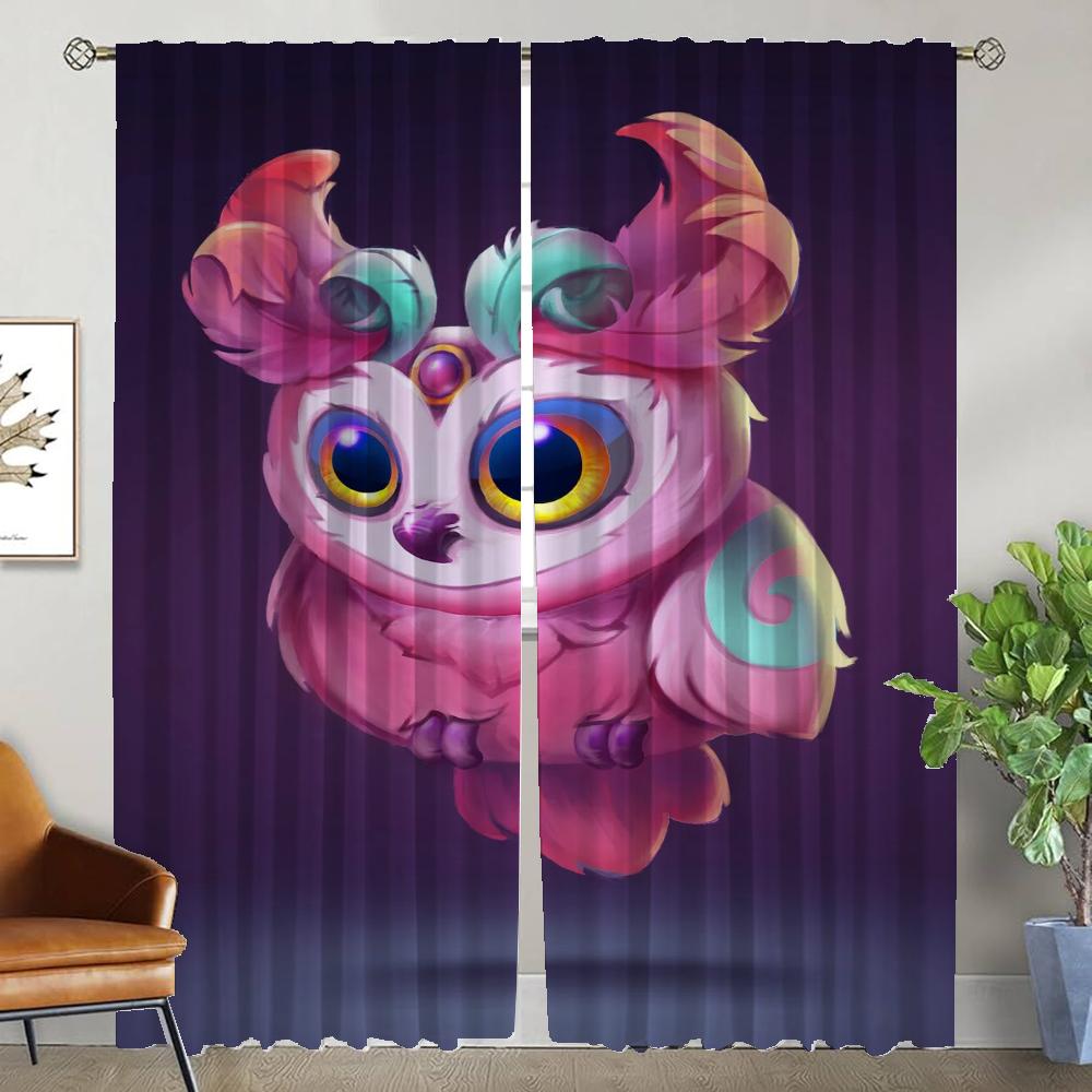 Cartoon Eule Moderne Wohnzimmer Vorhänge 2 Stück Verdunkelungsvorhang Heim Innenvorhänge für Kamera-Raumteiler Tüll für Schlafzimmer