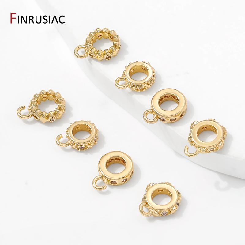 14K Gold Plated Brass Zircon Pendant Connectors Bail Clasps,Bailes For Jewelry,Bail Beads Charm For Bracelet Making Findings