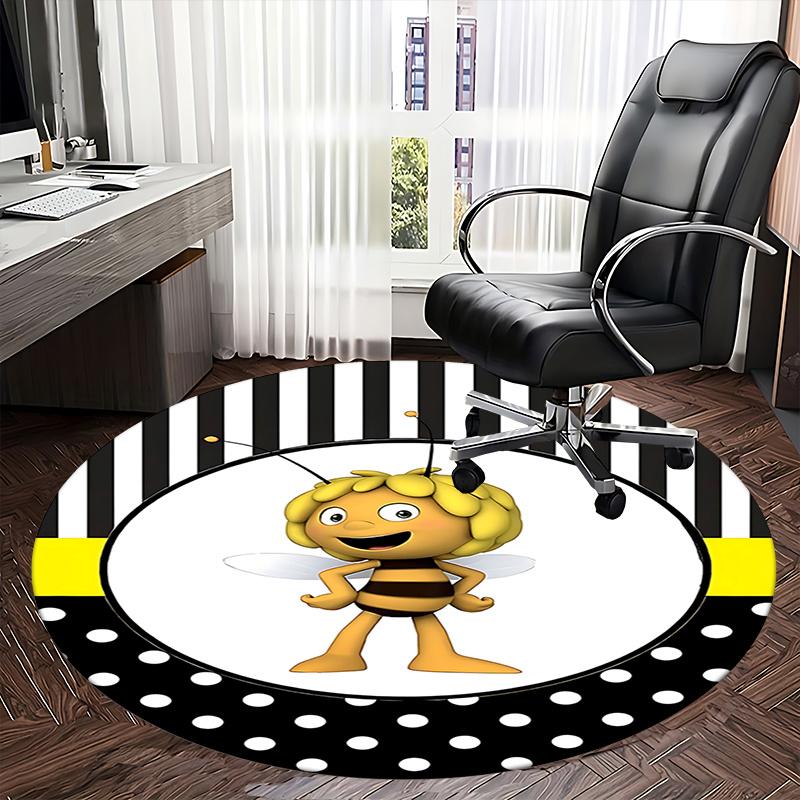 Bee Themed Chair Mat Round Carpet for Home Decor, Office Use, and Gifts0392b