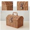 Basket with Lid and Handle Rattan Basket with Handle Portable Sturdy for Home Storage, Picnics