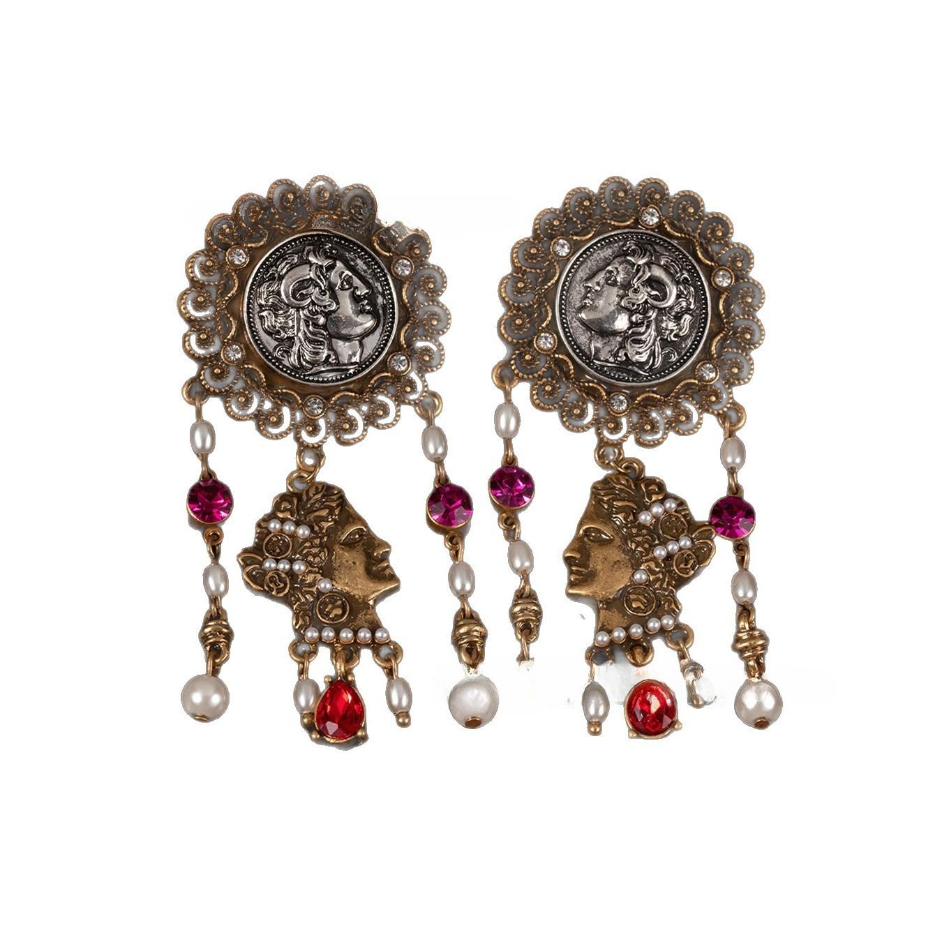 2026 European Portrait Old Geometric Stud Earrings Art Gorgeous Jewelry Earrings Niche High Sense