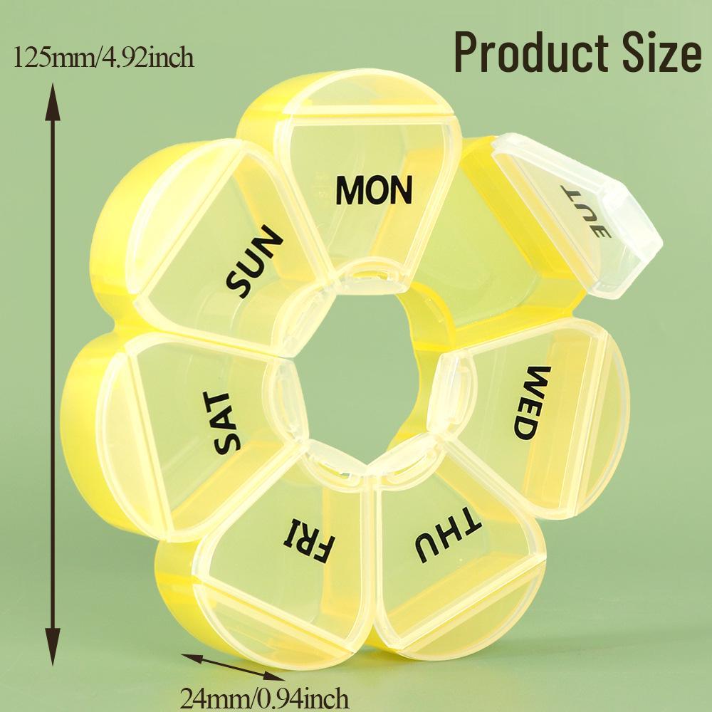 Colorful 7-Day Round Travel Pill Box with 7 Compartments - Weekly Medicine Dispenser