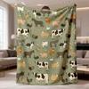 1Pc  Vintage Western Cowboy Desert Cattle Ranch Flannel Throw Blanket