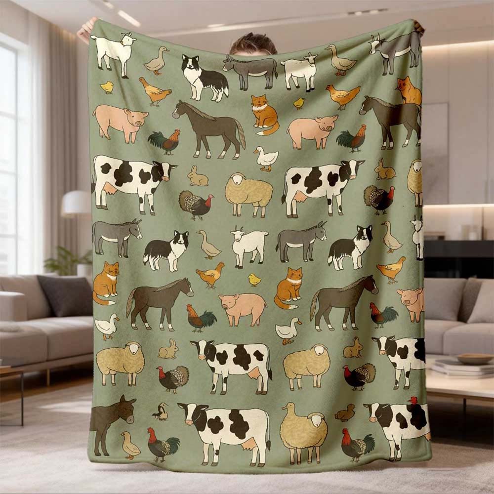 1Pc  Vintage Western Cowboy Desert Cattle Ranch Flannel Throw Blanket
