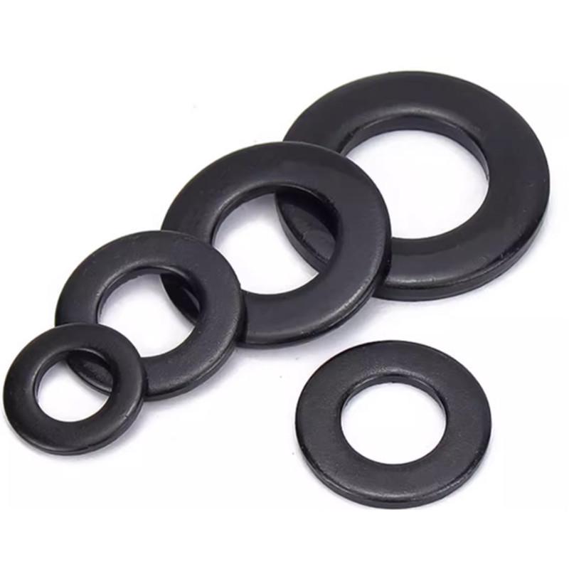 Large Black 304 Stainless Steel Ultra-Thin Oversized Flat Washer, Zinc-Plated
