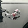 Fashion Punk Red Crystal Heart Irregular Open Adjustable Ring Bangle For Women Personality Vintage Aesthetic Jewelry Accessories