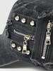 Grunge Punk Vintage Rivet Washed Flat Top Cap Distressed Denim Military Style
