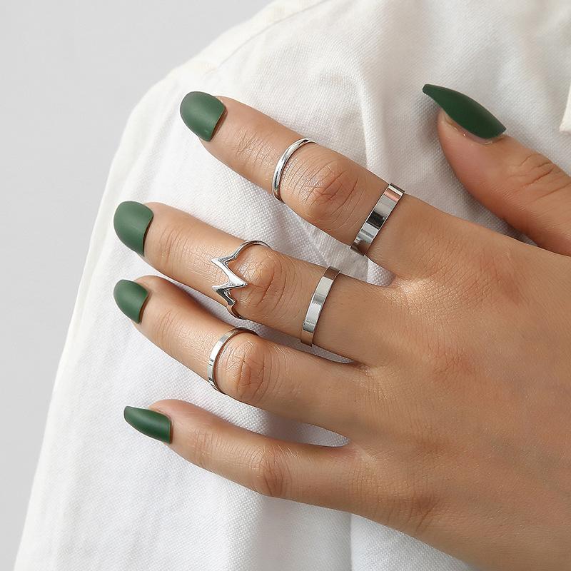 Wind Fashion Popular Lightning Ecg Women'S Ring 5-Piece Set