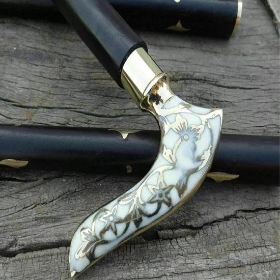 Brass Handle Victorian Style Wooden Walking Stick  Designer Cane