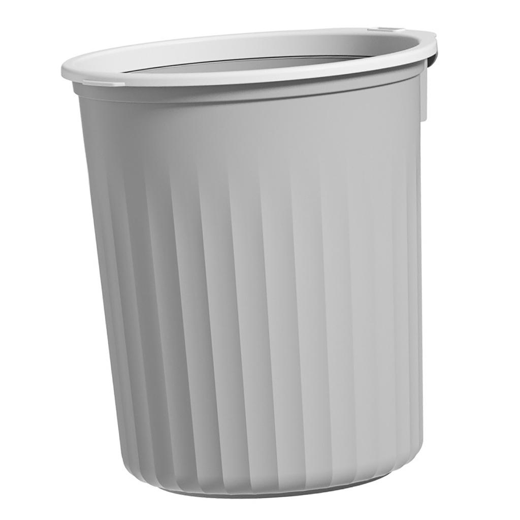 Garbage Container Bin Round Shaped Large Capacity Trash Can with Pressing Ring for Household Gray